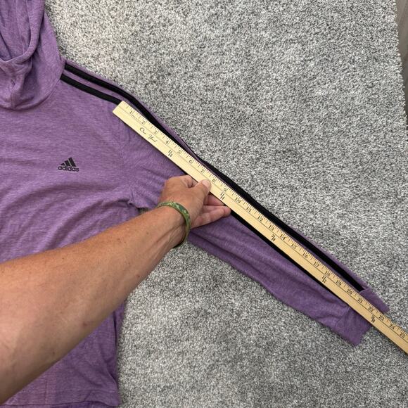 Adidas Hoodie Shirt Mens Small Climalite Long Sleeve Pullover 3 Stripe Athletic - Picture 4 of 12